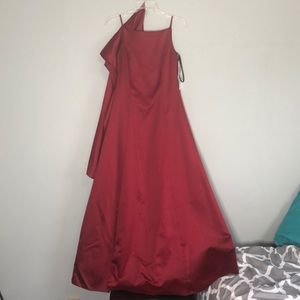 Red formal dress.